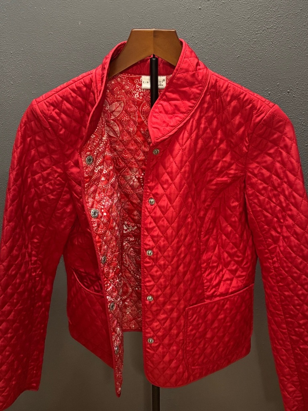 Kim Rogers Signature | Red Diamond Quilted Jacket Women's Size Petite Small